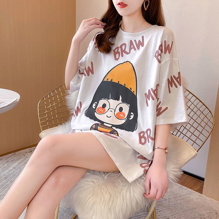 新商品 ラウンドネック 好感度満載 プリント Tシャツ カットソー＜S-8477＞