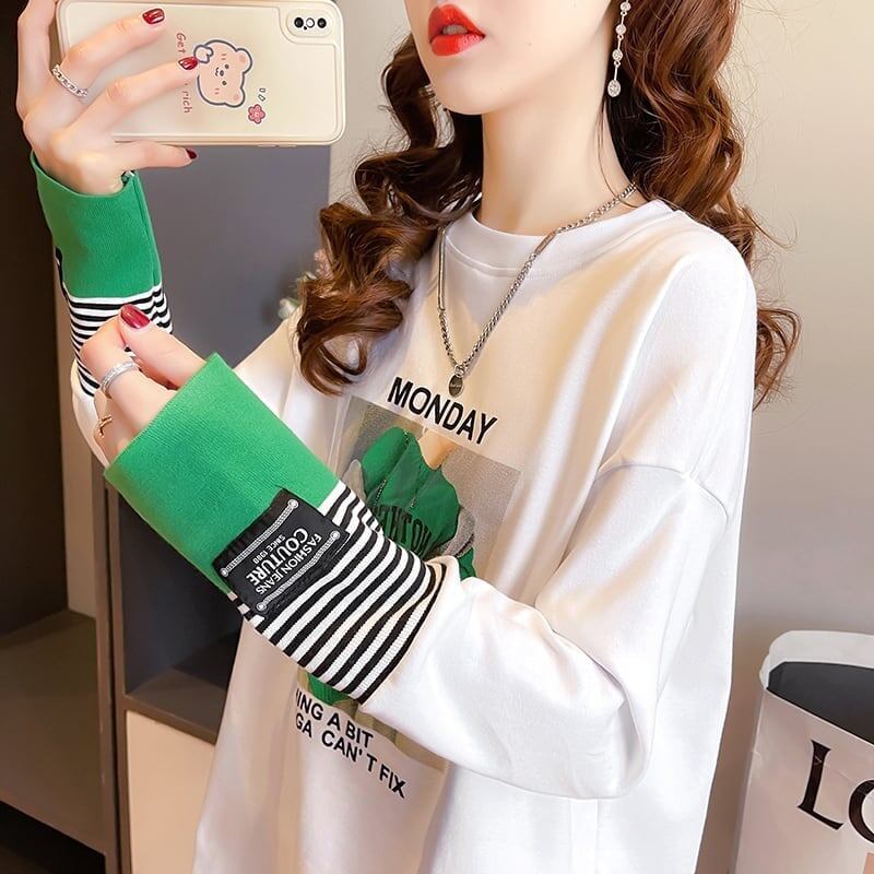 女性力を高める ラウンドネック 着心地抜群 プリント Tシャツ カットソー＜S-2865＞
