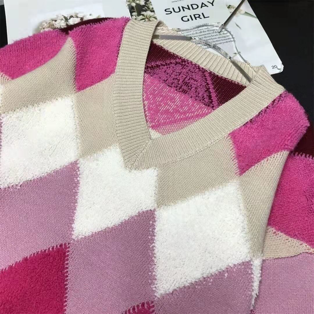 超人気ダイヤ柄ニットセーター厚手ゆったり全2色＜S-4654＞