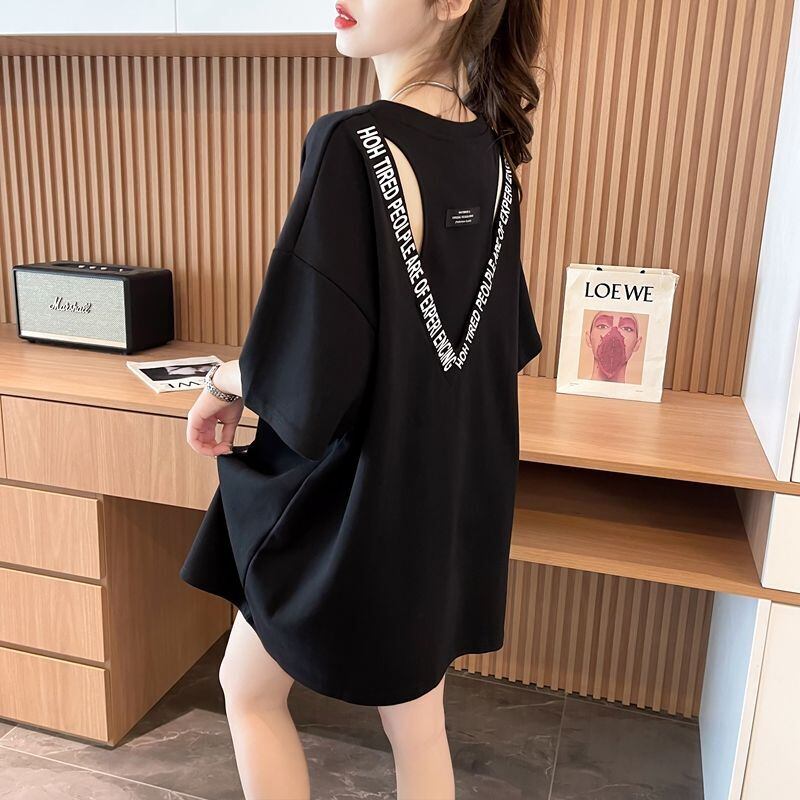 質感のいい 半袖 ラウンドネック Tシャツ ワンピース ＜S-8638＞