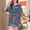 スタイリッシュ プリント 一目惚れ Tシャツ カットソー ワンピース＜S-3322＞