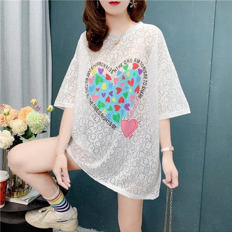 スタイリッシュ 切り替え 一目惚れ プリント Tシャツ カットソー＜S-3579＞