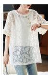 好感度UP カジュアル 今季マストバイ ファッション 透かし彫り Tシャツ<S-8396>