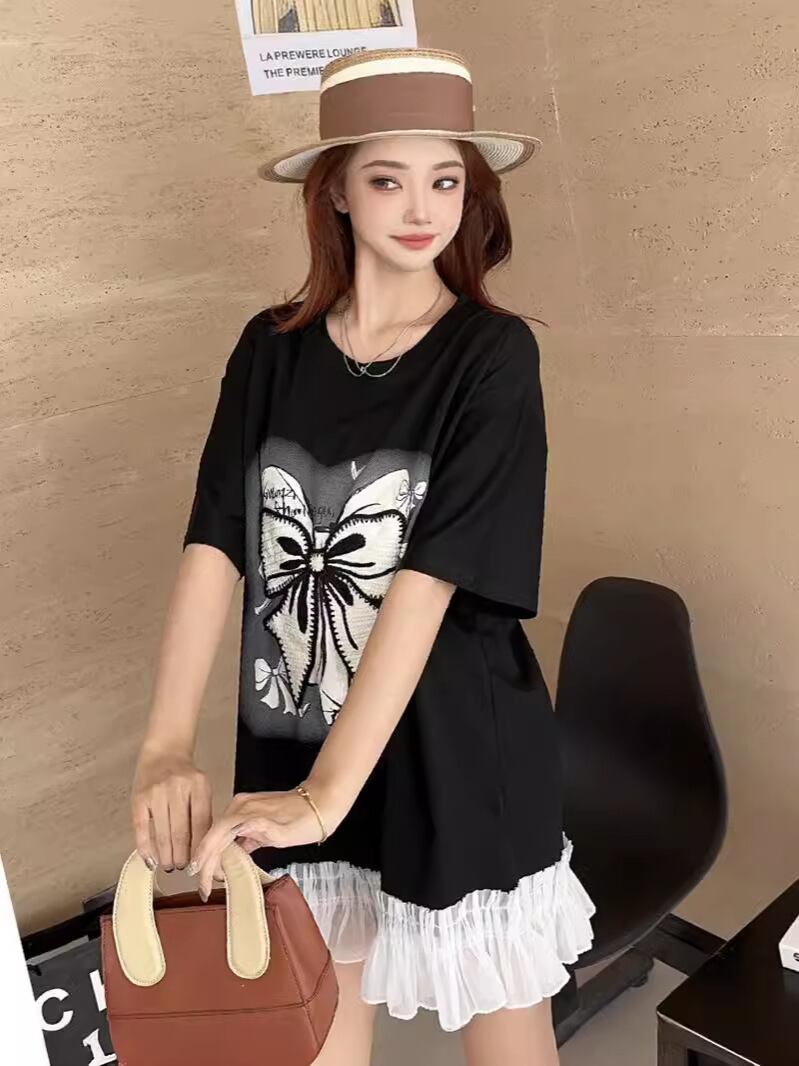 今季マストバイ プリントゆったり 切り替え 半袖Tシャツ 全4色＜S-8256＞
