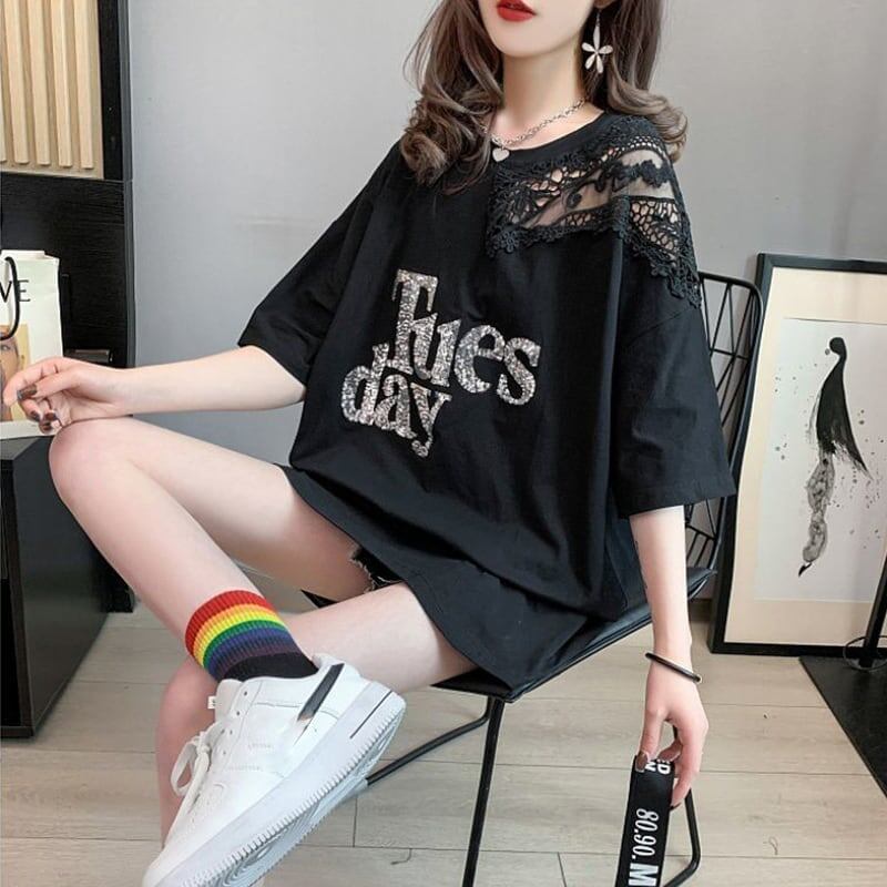 ゆったり感アップ プリント ファッション Tシャツ カットソー＜S-3306＞