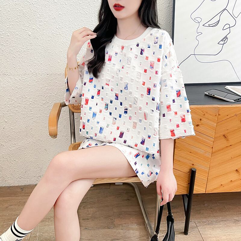 着回し力抜群 カジュアル 個性派 ゆったりトップス 半袖Tシャツ 全2色＜S-8263＞