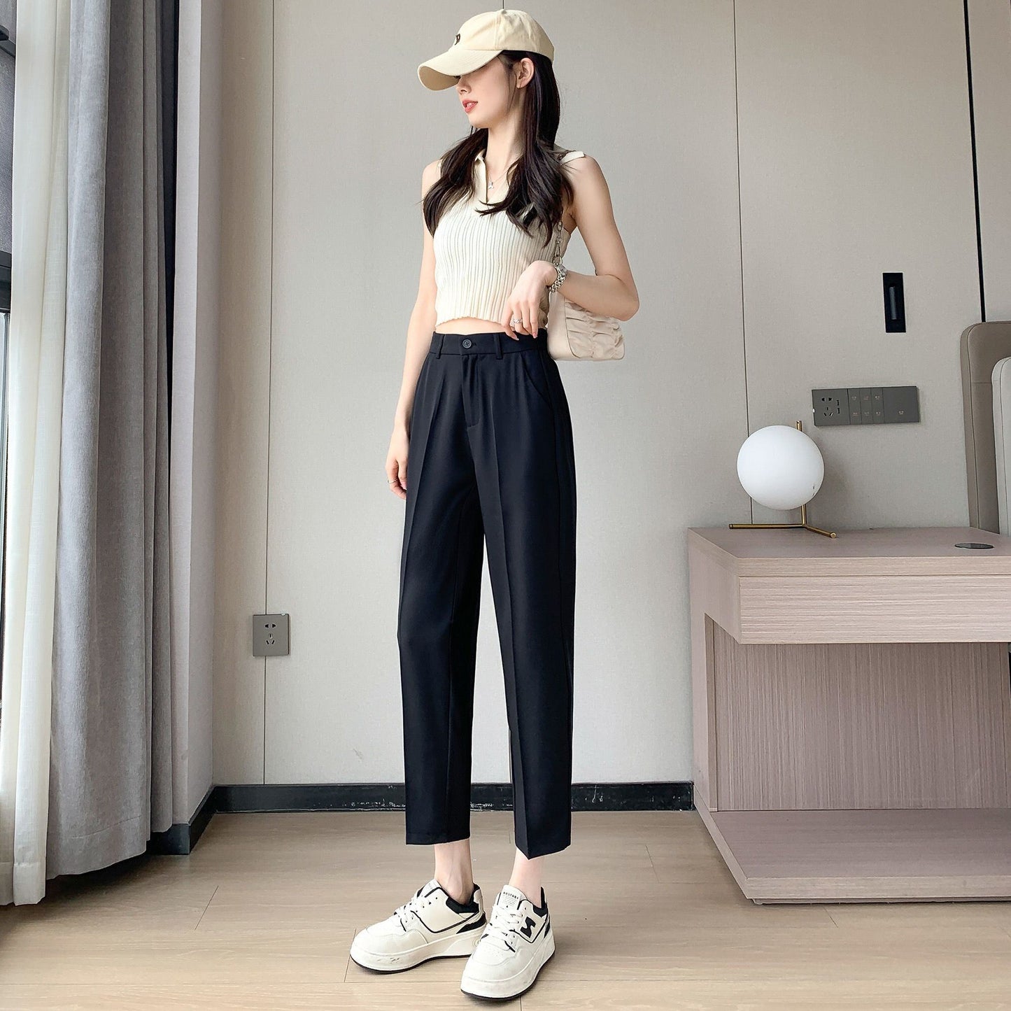 超人気 9分丈スラックスパンツ ファッション 通勤パンツ<S-8182>