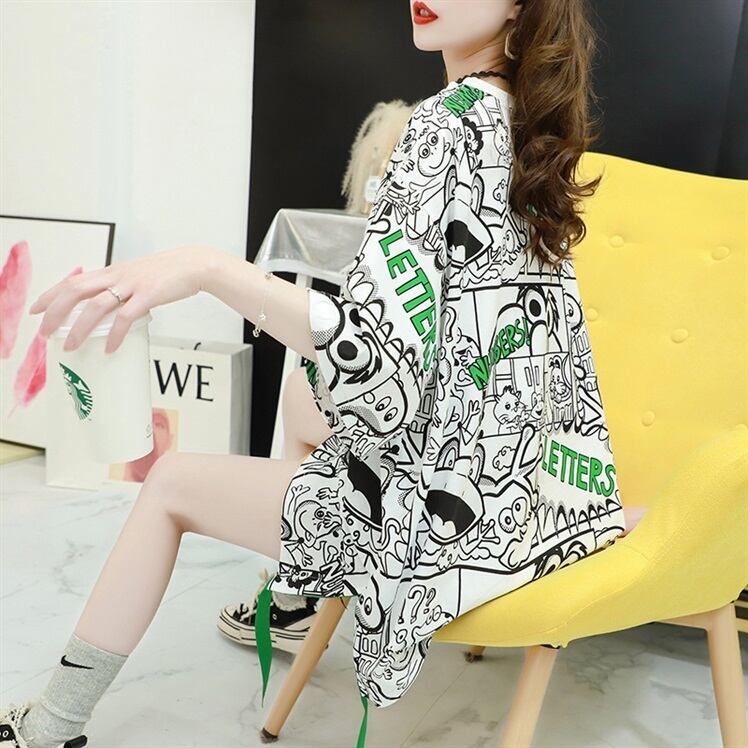 超人気 アバンギャルド 個性派 ラウンドネック プリント全2色 半袖Tシャツ<S-8720>
