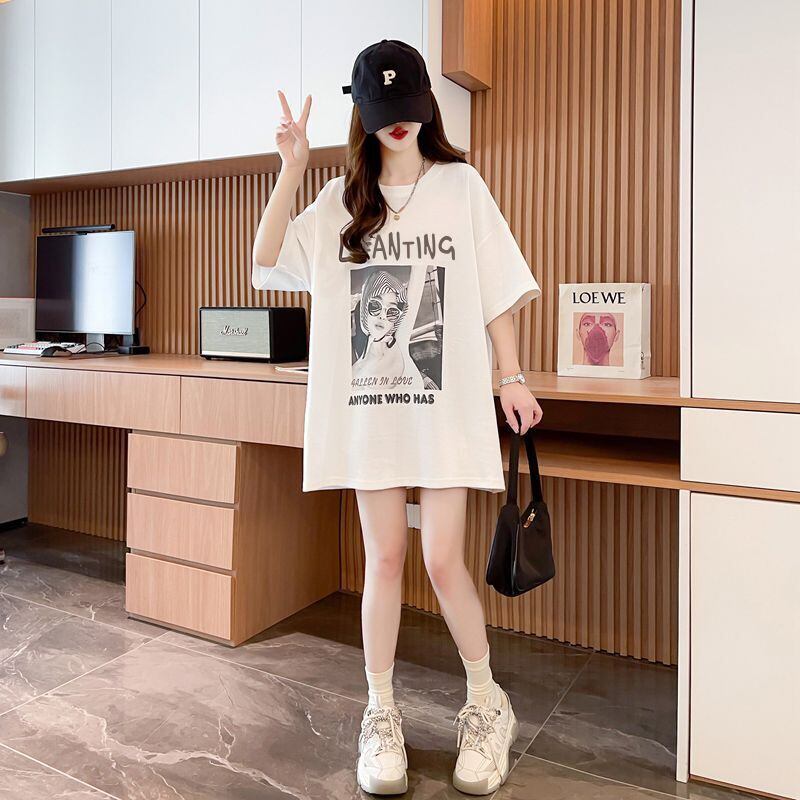 質感のいい 半袖 ラウンドネック Tシャツ ワンピース ＜S-8638＞