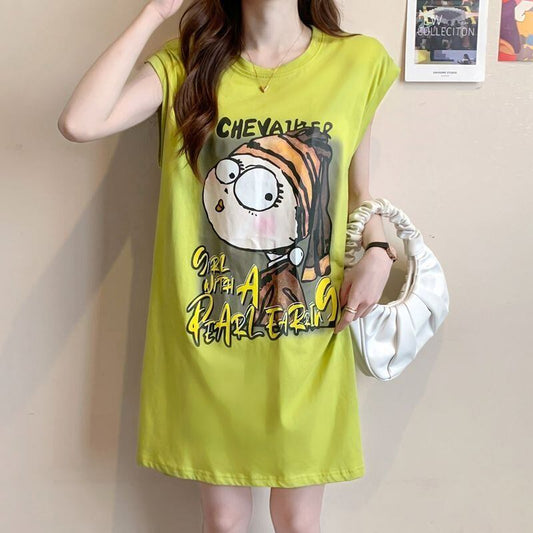 真夏も快適 着心地良い ファッション感満々 プリント全4色 ノースリーブ Tシャツ カットソー＜S-9161＞
