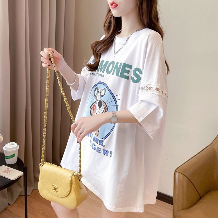 新商品 プリント ファッション ゆったり 全4色 半袖 Tシャツ＜S-11493＞
