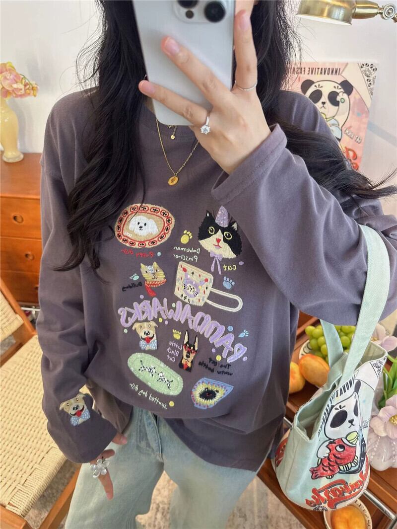 新商品 大人可愛い 求めてたデザイン 肌触り抜群 プリント 5色選択 Tシャツ<S-9369>