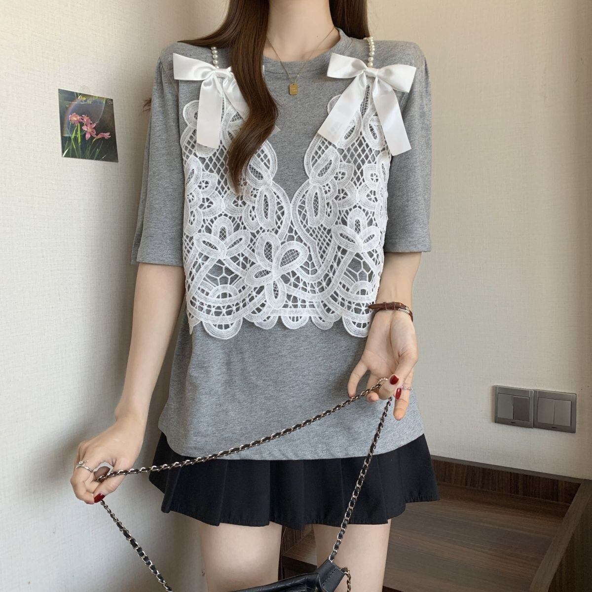 ファッション感満々 ロング丈 ゆったり 2色半袖Tシャツ＜S-10995＞