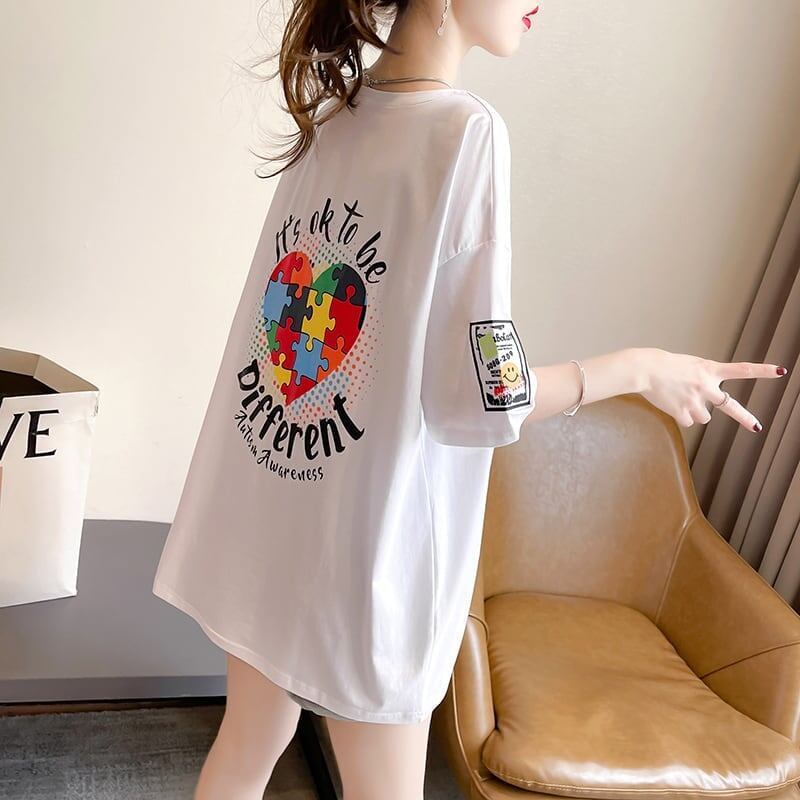 デザイン感 切り替え チャーミング プリント Tシャツ カットソー＜S-3409＞