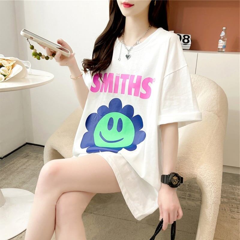 美人度アップ 切り替え ファッション プリント Tシャツ カットソー＜S-3412＞