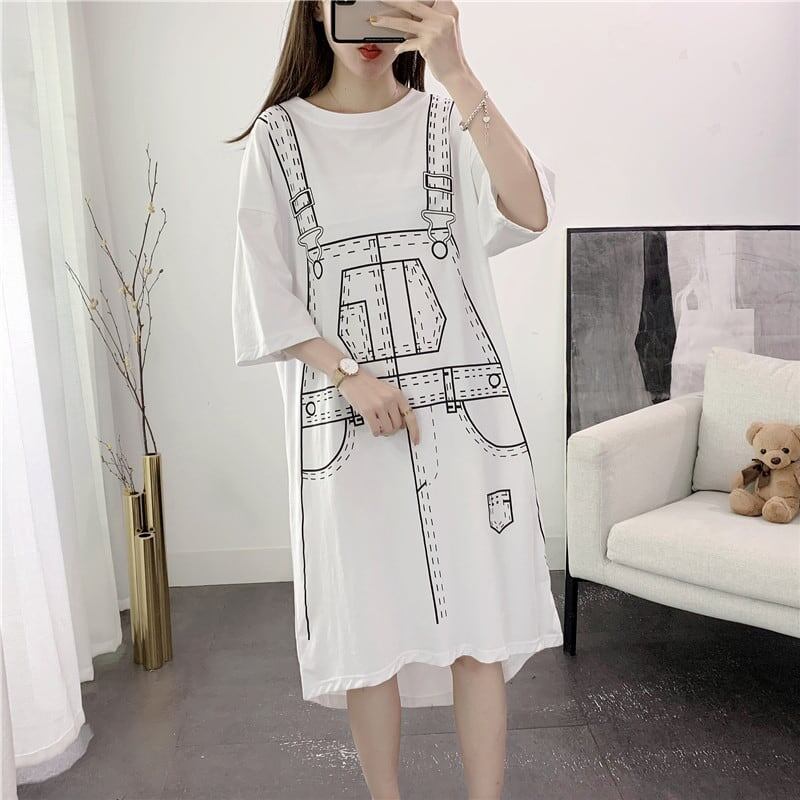 ゆったり感アップ プリント オシャレ度満点 ワンピース＜S-3093＞