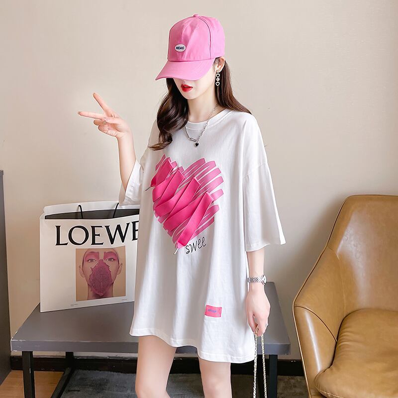 柔らかくて優しい印象 ゆったり ファッション感満々 ロング丈 3色半袖Tシャツ＜S-9206＞
