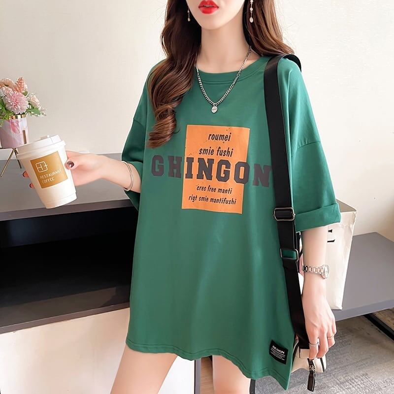 着心地抜群 切り替え 女性力を高める プリント Tシャツ カットソー＜S-3592＞