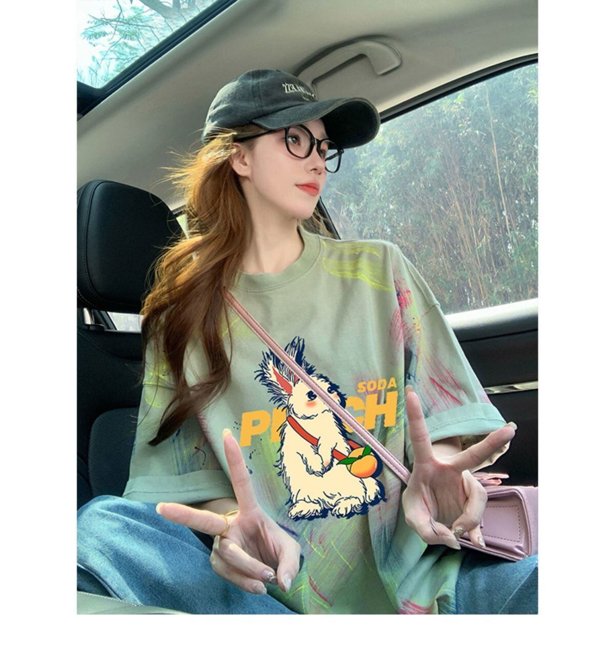 絶対流行 特別デザイン アバンギャルド プリント 半袖Tシャツ＜S-8598＞