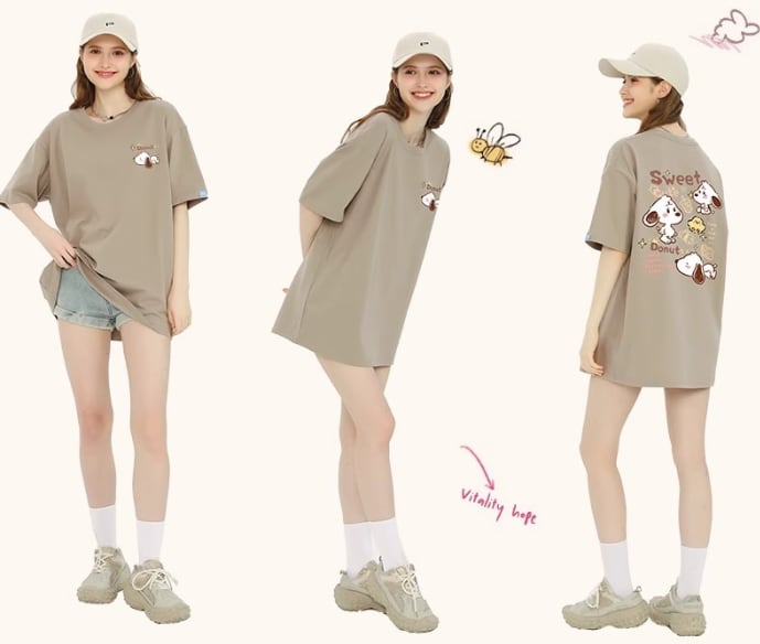 男女兼用 イラストプリント 半袖 Tシャツ <S-13139>