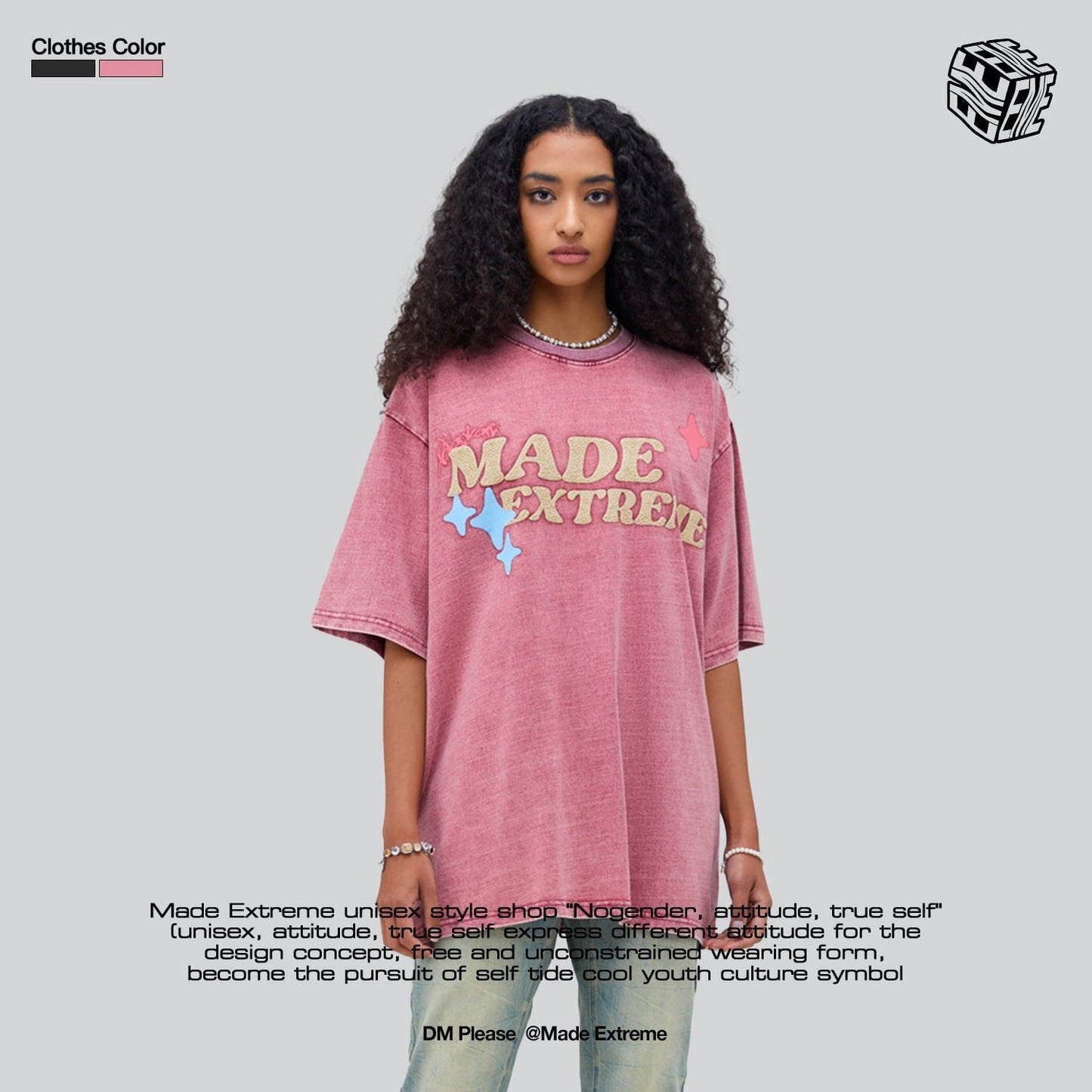 ストリートトレンドのレターファンプリント半袖Tシャツ<S-2906>