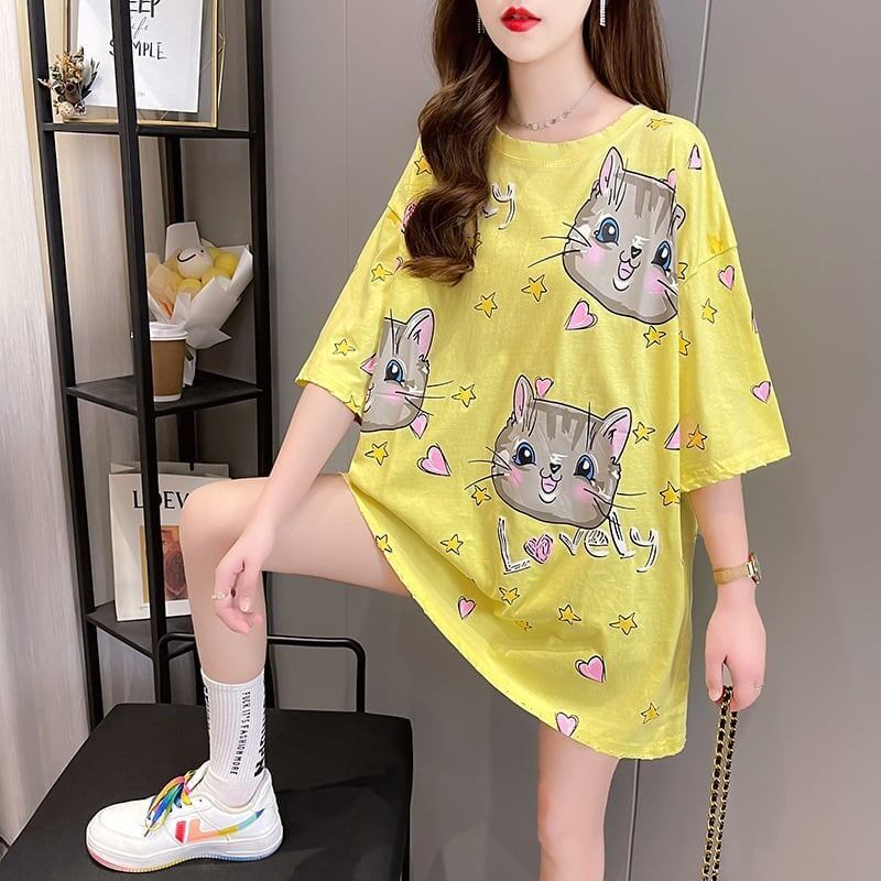 オシャレ度満点 切り替え 一目惚れ プリント Tシャツ カットソー＜S-3482＞