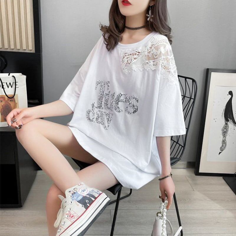ゆったり感アップ プリント ファッション Tシャツ カットソー＜S-3306＞