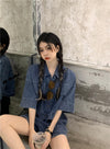 おすすめ カジュアル 絶対流行 デニム ジャケット＋ショートパンツ セットアップ＜S-9032＞