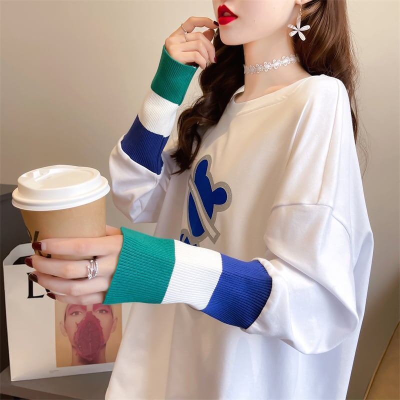 カジュアル 切り替え オシャレ度満点 プリント Tシャツ カットソー＜S-3663＞