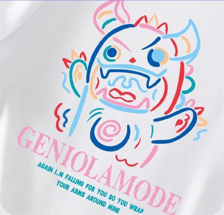 ユニセックスピュアコットン漫画プリント半袖Tシャツ<S-5115>