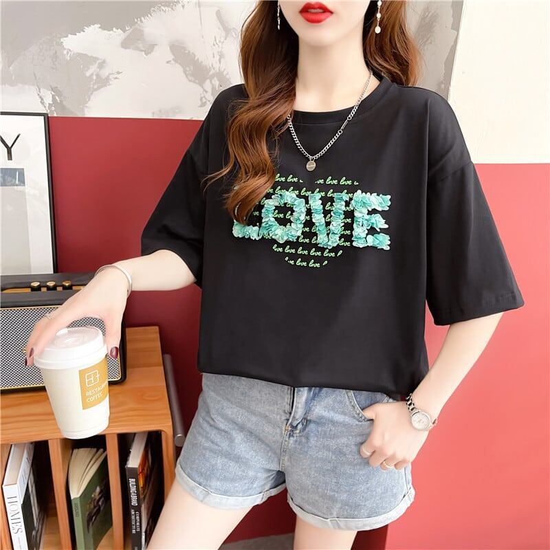 デザイン感 プリント チャーミング Tシャツ カットソートップス＜S-3151＞