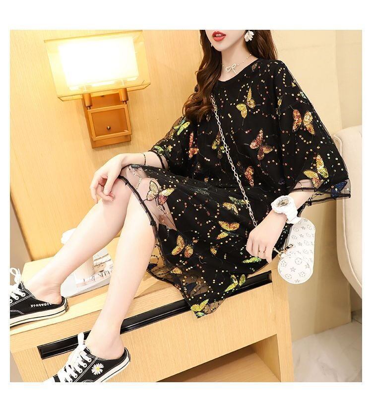 売り切れ必至 チュール生地 レイヤード風 半袖Tシャツ<S-8059>