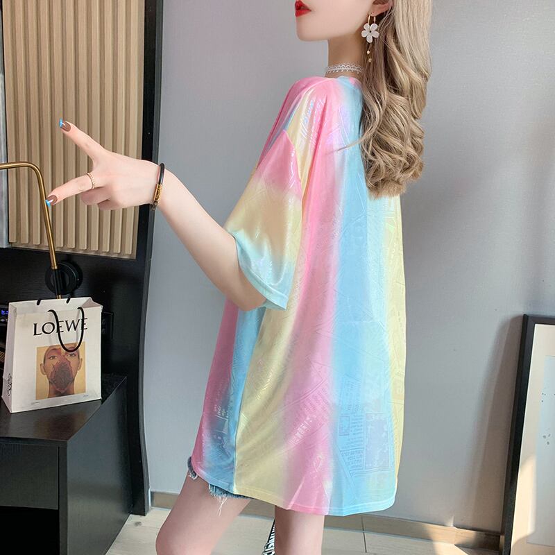 超人気 特別デザイン 着回し力抜群 プリント 2色選択 半袖Tシャツ＜S-8592＞