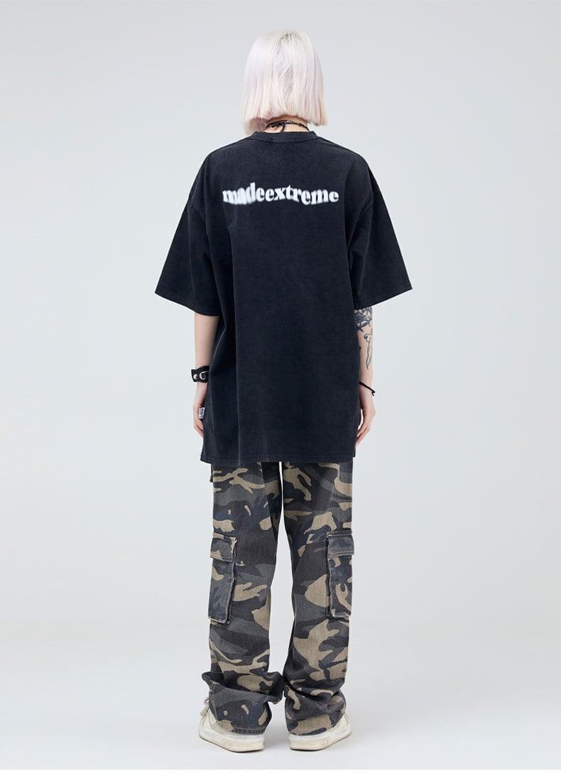 大注目 ファッション ストリート系 ヴィンテージ加工 プリントTシャツ ＜S-2875＞
