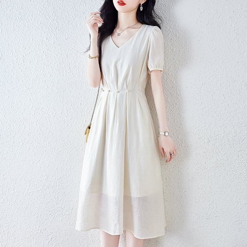定番シンプル 絶対流行 売り切れ必至 女子マスト エレガント ワンピース<S-12012>