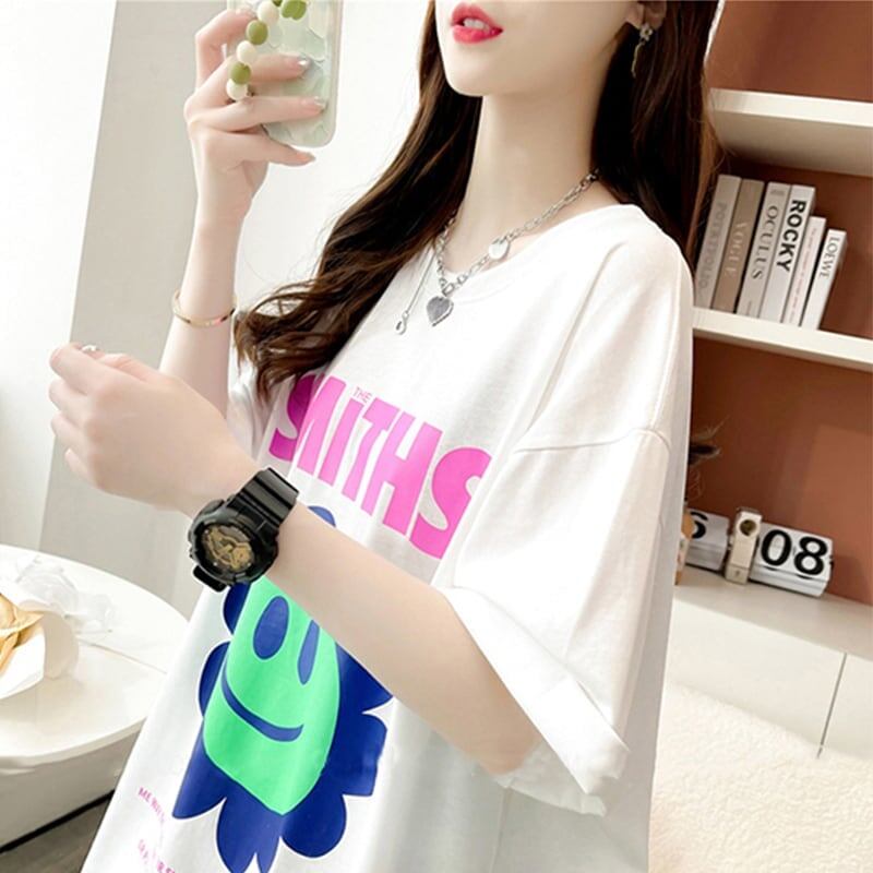 美人度アップ 切り替え ファッション プリント Tシャツ カットソー＜S-3412＞