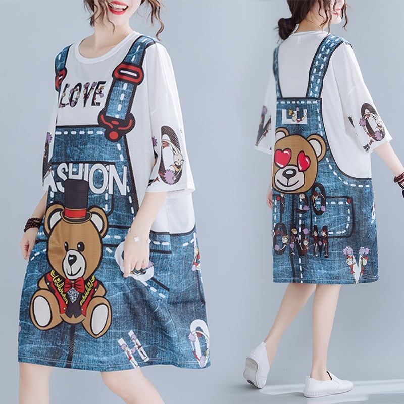 旅行Ｔシャツ 夏 レディース 膝丈 プリント 大きいサイズ ゆったりさらっと涼しい <S-656>