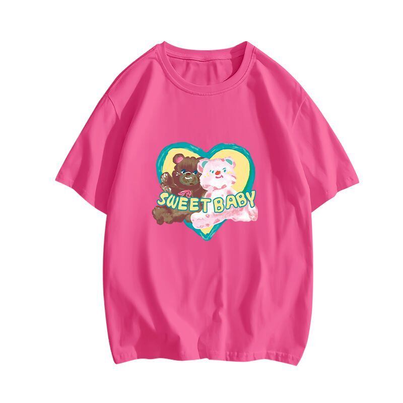 絶対欲しい大人可愛い カジュアル 高見えデザイン プリント全6色 半袖Tシャツ<S-9328>