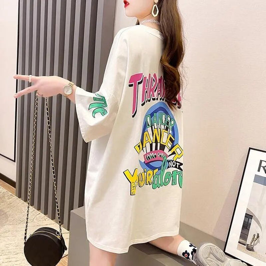 新商品 プリント ファッション ゆったり 全4色 半袖 Tシャツ＜S-11443＞