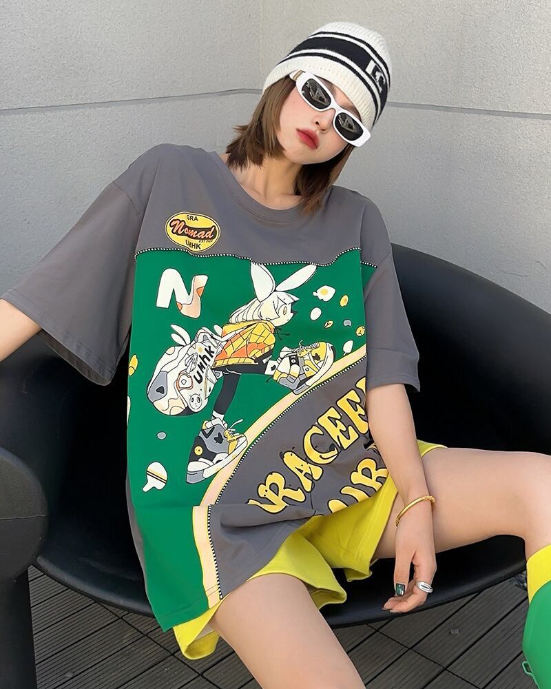 着回し力抜群 ファッション 個性派 レース プリント全3色 半袖Tシャツ<S-8981>