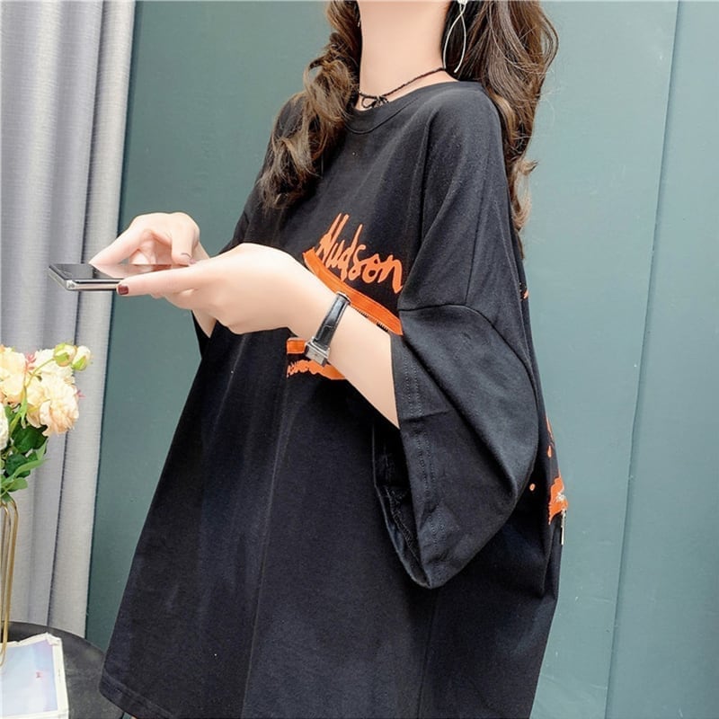 デザイン感 切り替え チャーミング プリント Tシャツ カットソー＜S-3578＞