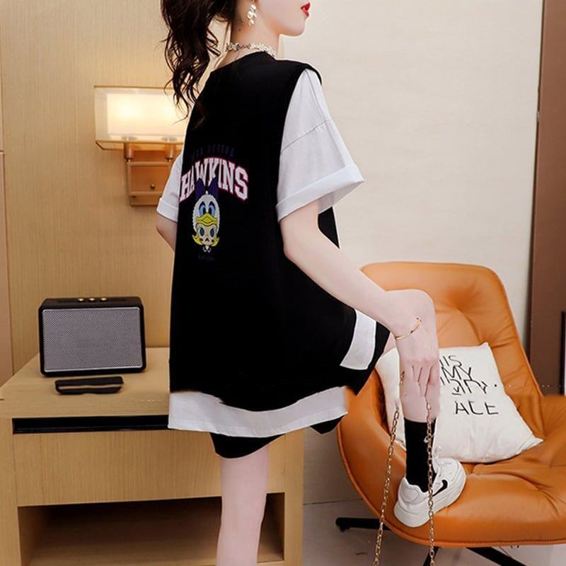 ルーズ 切り替え 美人度アップ Tシャツ＋ショートパンツ セットアップ＜S-3310＞