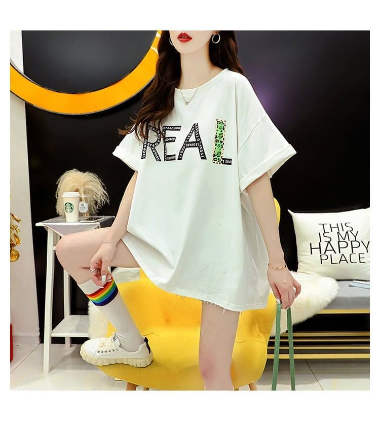 合わせやすい プリント アルファベット Tシャツ ゆったり 半袖 ＜S-2917＞