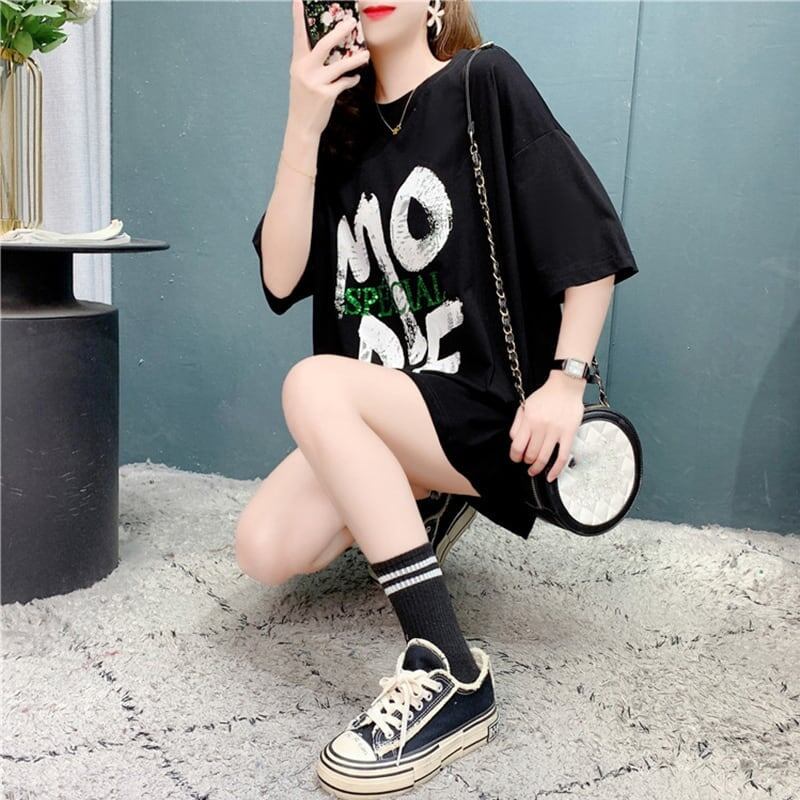オシャレ度満点 切り替え 好感度満載 プリント Tシャツ カットソー＜S-3672＞
