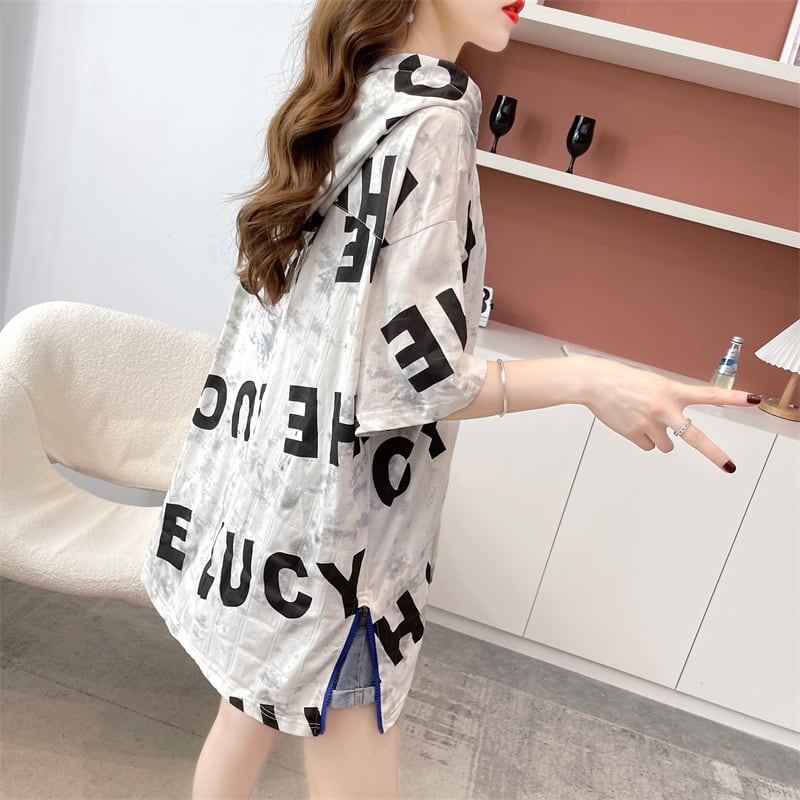 着心地抜群 切り替え 女性力を高める プリント Tシャツ カットソー＜S-3489＞