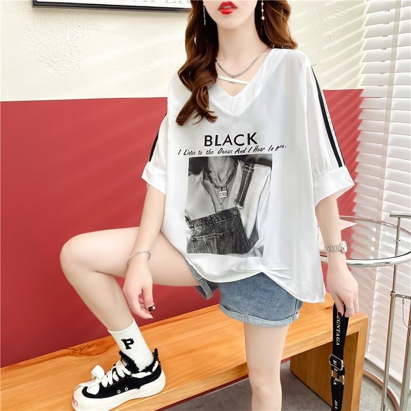 デザイン感 プリント チャーミング Tシャツ カットソー＜S-3476＞