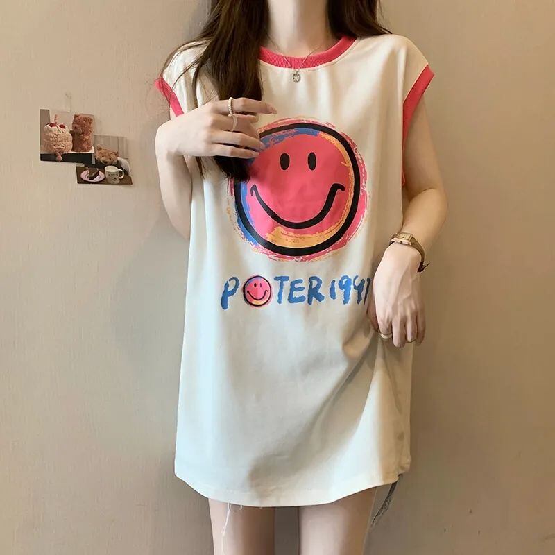 【半額！期間限定！！】超人気 ファッション カジュアル プリント ノースリーブ Tシャツ<S-8487>