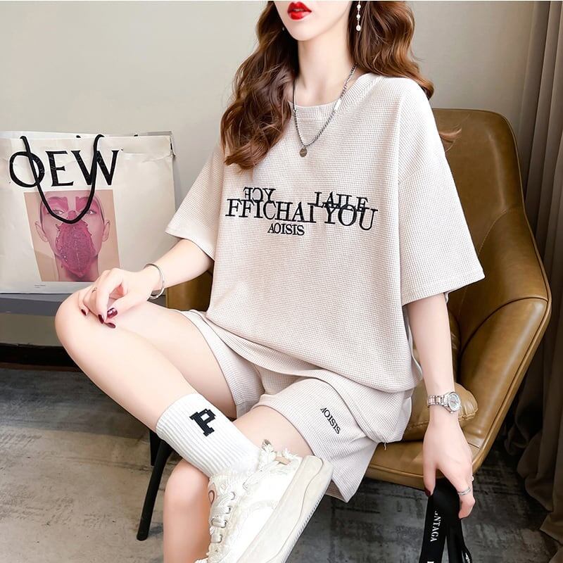 着心地抜群 切り替え 女性力を高める Tシャツ＋ショートパンツ セットアップ＜S-3553＞