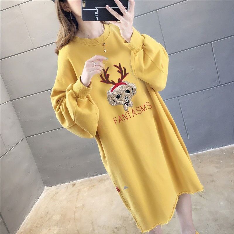 お勧め ロングスウェット グラフィックロゴ 全3色ワンピース＜S-4824＞