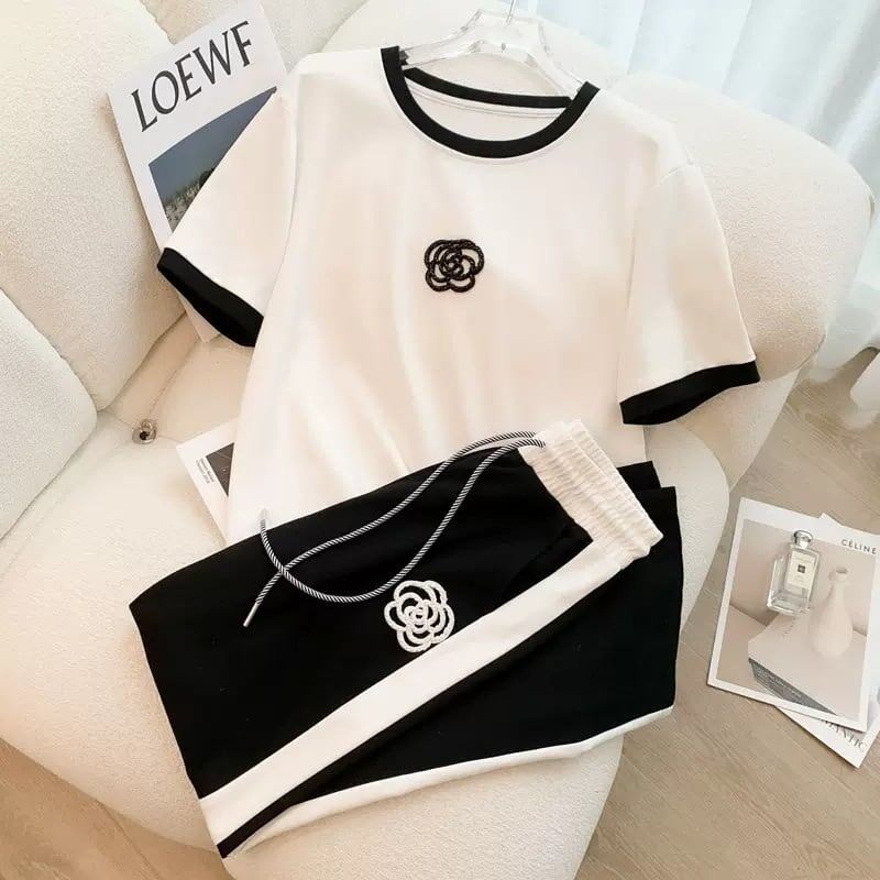 超人気 カジュアル 知的 シンプル Tシャツ＋パンツ ＜S-8460＞